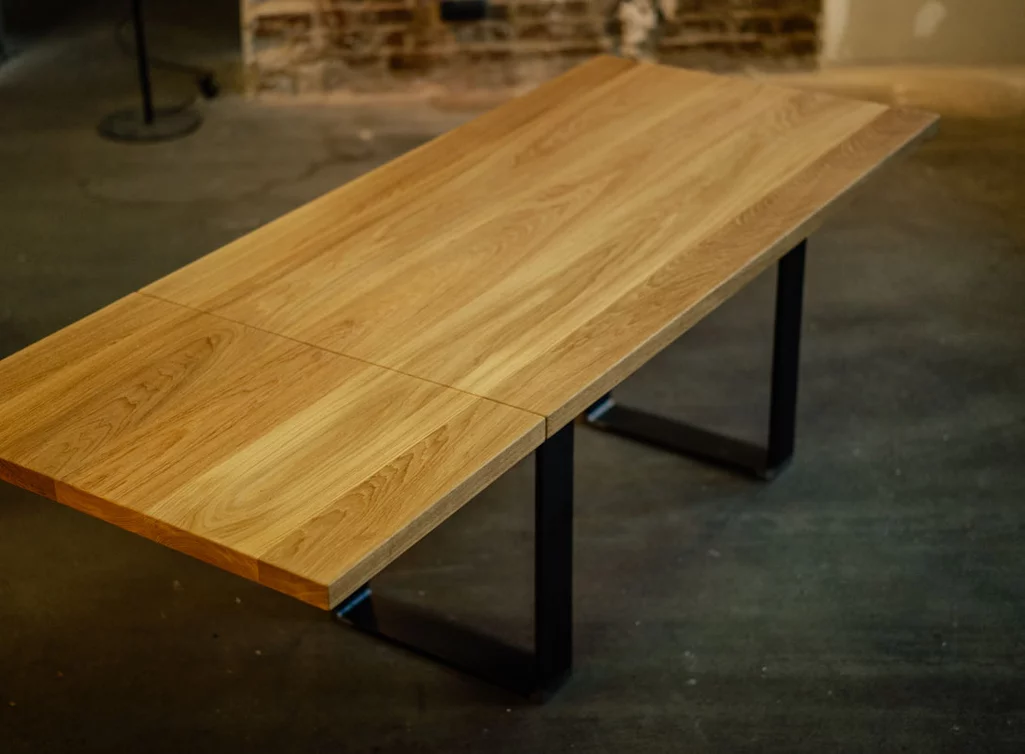 Kufentisch mit Verlängerung 4cm Massivholz Eiche