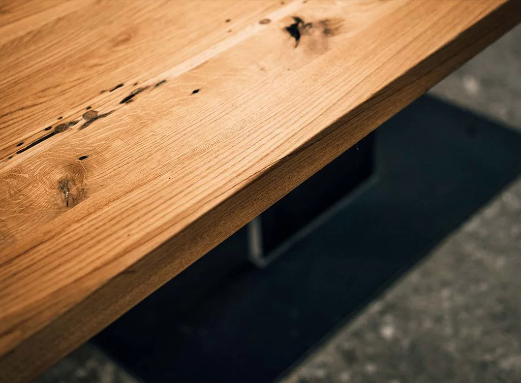 Tischplatte Eiche Altholz Detail Tischplatte Eiche Altholz Detail