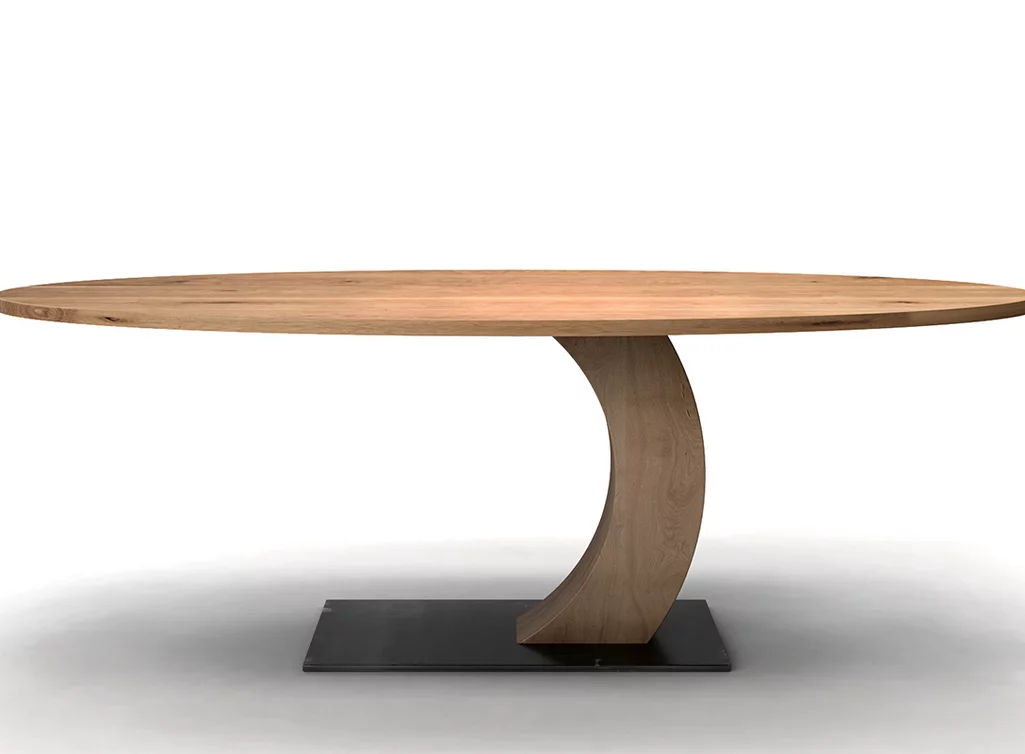 Mittelfuß Esstisch oval Eiche Ast nach Maß gefertigt