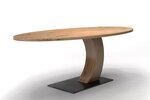 Massivholzesstisch aus Eiche mit Astanteil und ovaler Tischplatte