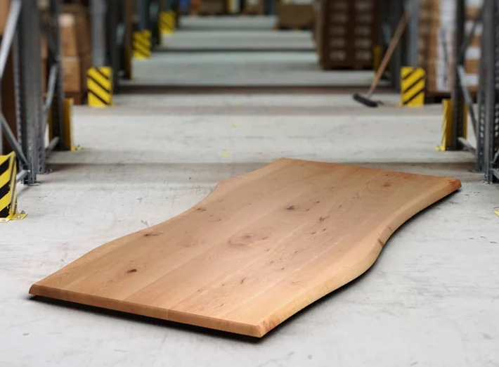Massivholz Tischplatte Buche 4cm mit Baumkanten nach Maß gefertigt