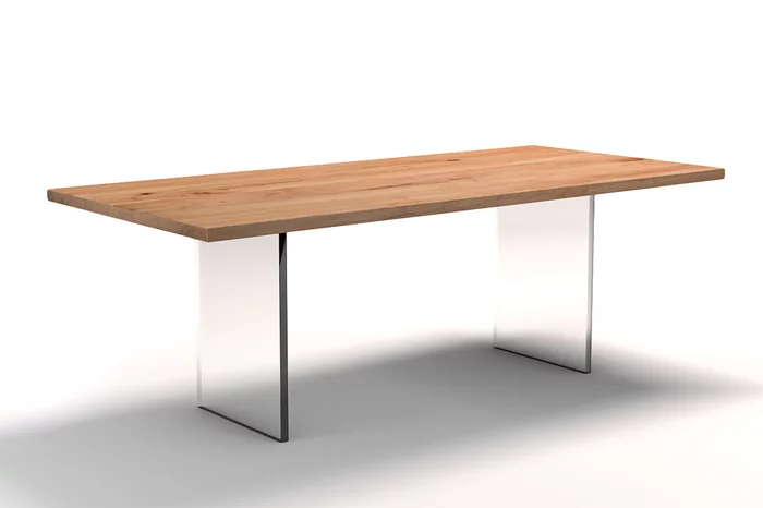 Tisch nach Maß Kernbuche Ast mit Acrylwangen Modell SIA222-T.