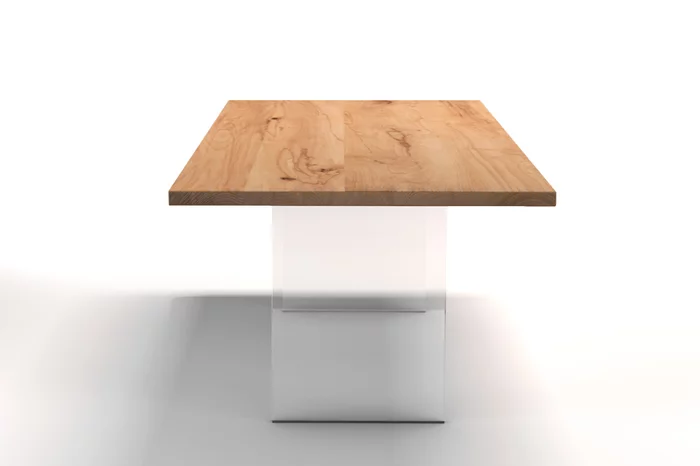 Tisch nach Maß mit Acrylglas Wangen kombiniert mit Kernbuche.
