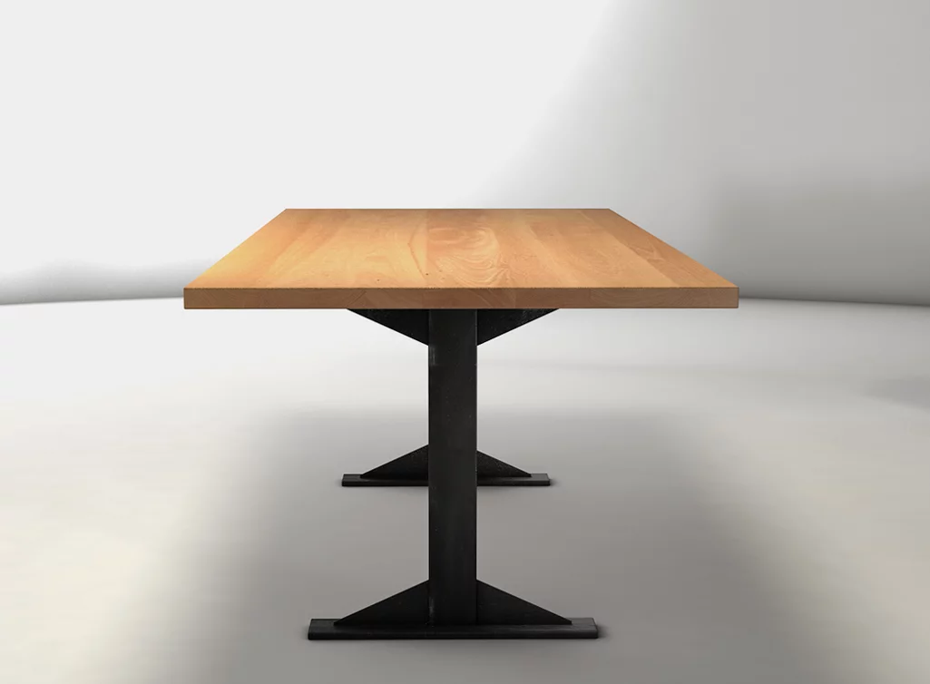 Massiver Buche Holztisch mit Tischbeine Metall eckig Massiver Buche Holztisch mit Tischbeine Metall eckig