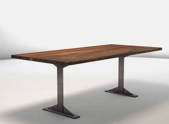 Nussbaum Holztisch mit Metallgestell aus Stahl Modell SWR196-T