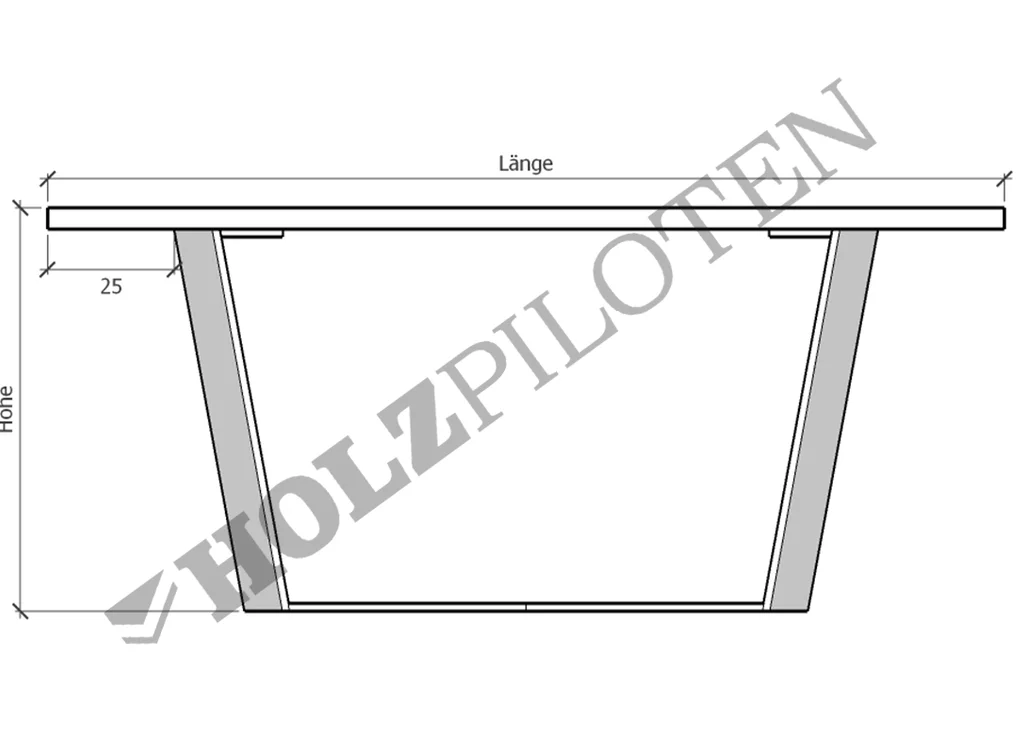 Buche Tisch auf Kufen X Gestell Skizze 1