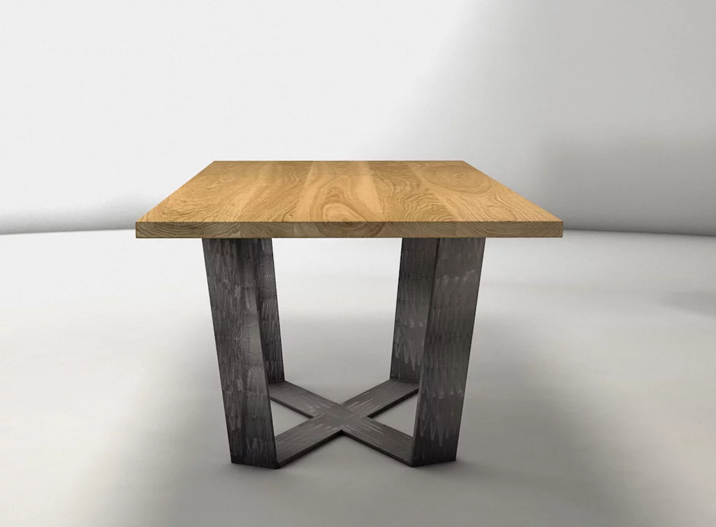 Eichenholz Esstisch mit X Kufen aus Stahl nach deinem Maß