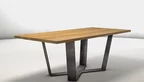 Esstisch massiv Eiche mit Mittelfuß Tischuntergestell aus Stahlkufen Modell C35L-T