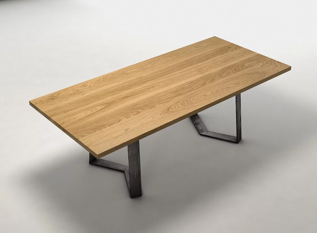 Massivholz Eiche Tisch mit einer Astfreien Holzoberfläche - Detailansicht Massivholz Eiche Tisch mit einer Astfreien Holzoberfläche - Detailansicht