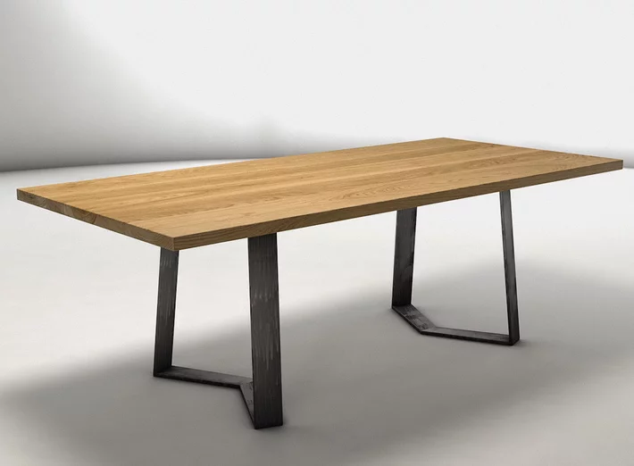 Massiver Eichenholztisch mit Tischgestell aus Eisen nach Maß WF392-T