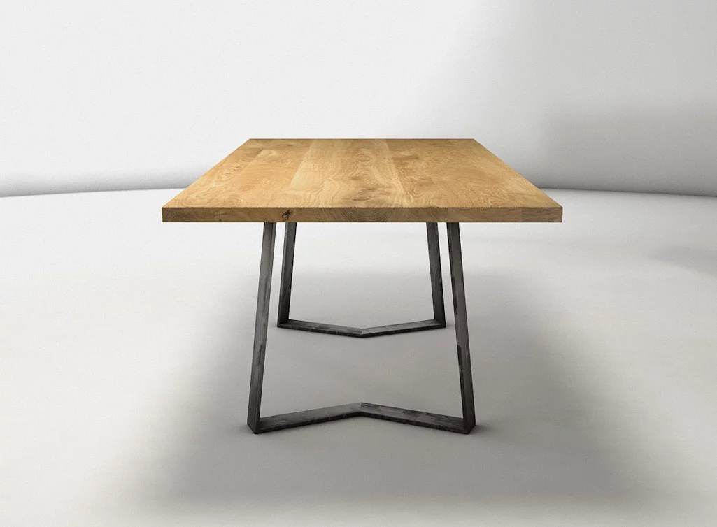 Metallkufen Tisch Eiche in modernen industriellen Design gefertigt