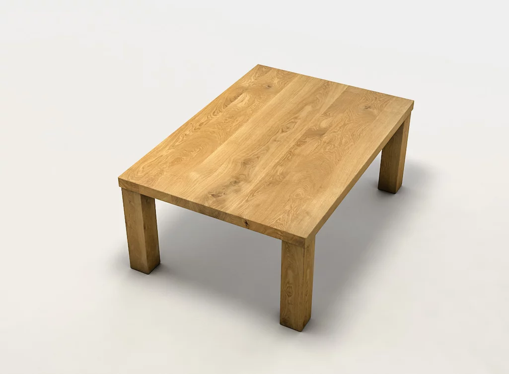 Detailansicht - Holztisch Wohnzimmer aus Eiche weitgehend astfrei Detailansicht - Holztisch Wohnzimmer aus Eiche weitgehend astfrei