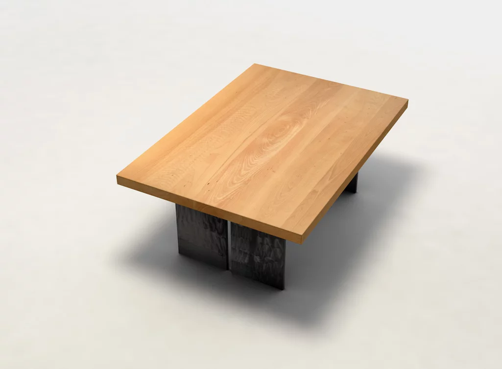 Detailansicht - Couchtisch aus Buche mit Echtholz Tischplatte weitgehend astfrei