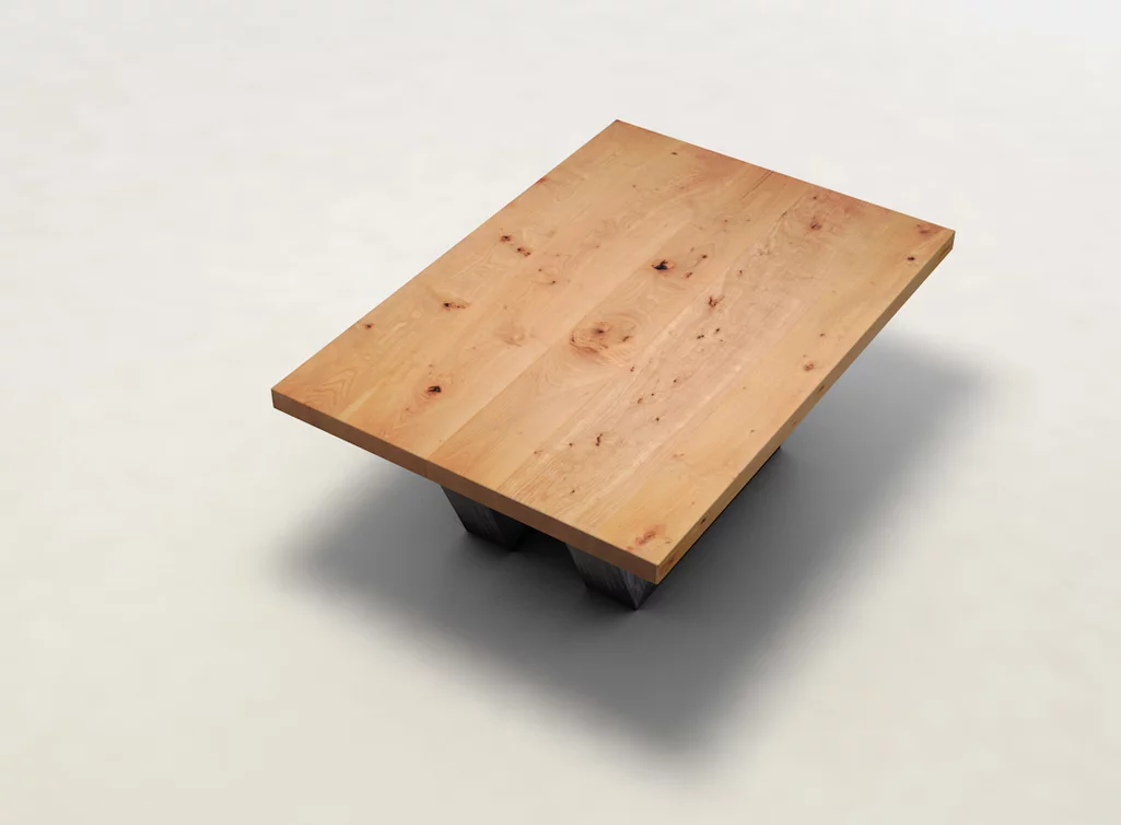 Couchtisch aus Massivholz und Metall - Buche Tischplatte mit Astanteil BLH24-C Couchtisch aus Massivholz und Metall - Buche Tischplatte mit Astanteil BLH24-C