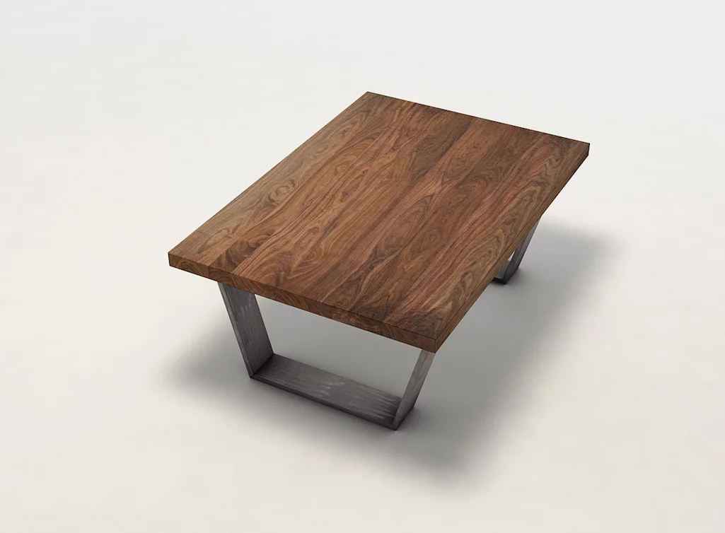 Nussbaum Wohnzimmertisch mit Echtholz Tischplatte aus weitgehend astfreiem Massivholz