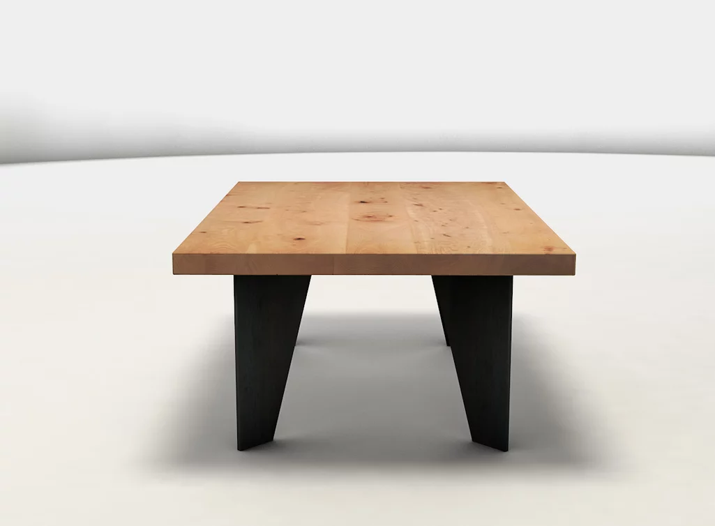 Couchtisch - Holz massiv Buche trifft auf Tischbeine aus Stahl Couchtisch - Holz massiv Buche trifft auf Tischbeine aus Stahl