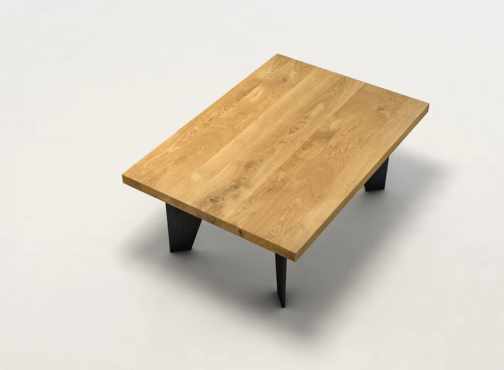 Eichenholz Couchtisch nach Maß mit charaktervollem Astholz gefertigt