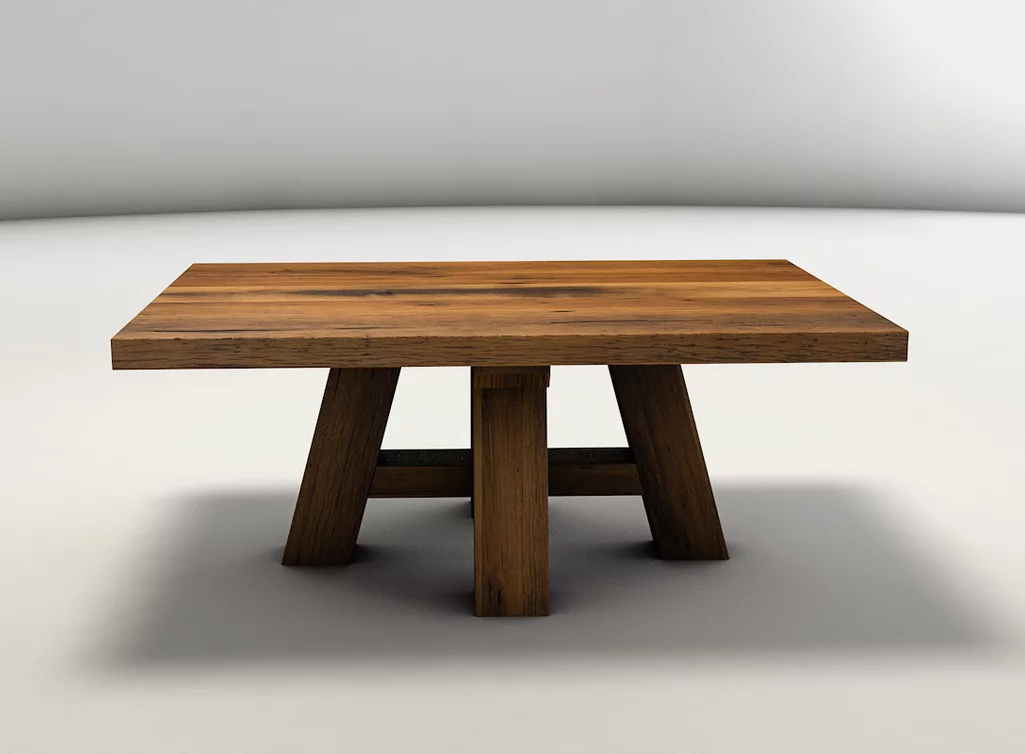 Komplett aus Altholz Eiche gefertigter Massivholz Couchtisch