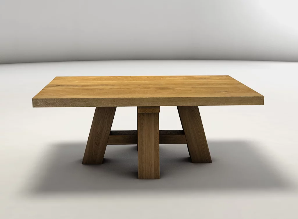 Eichenholz Couchtisch klassisch im Landhaus Stil aus Ast- und Splintholz