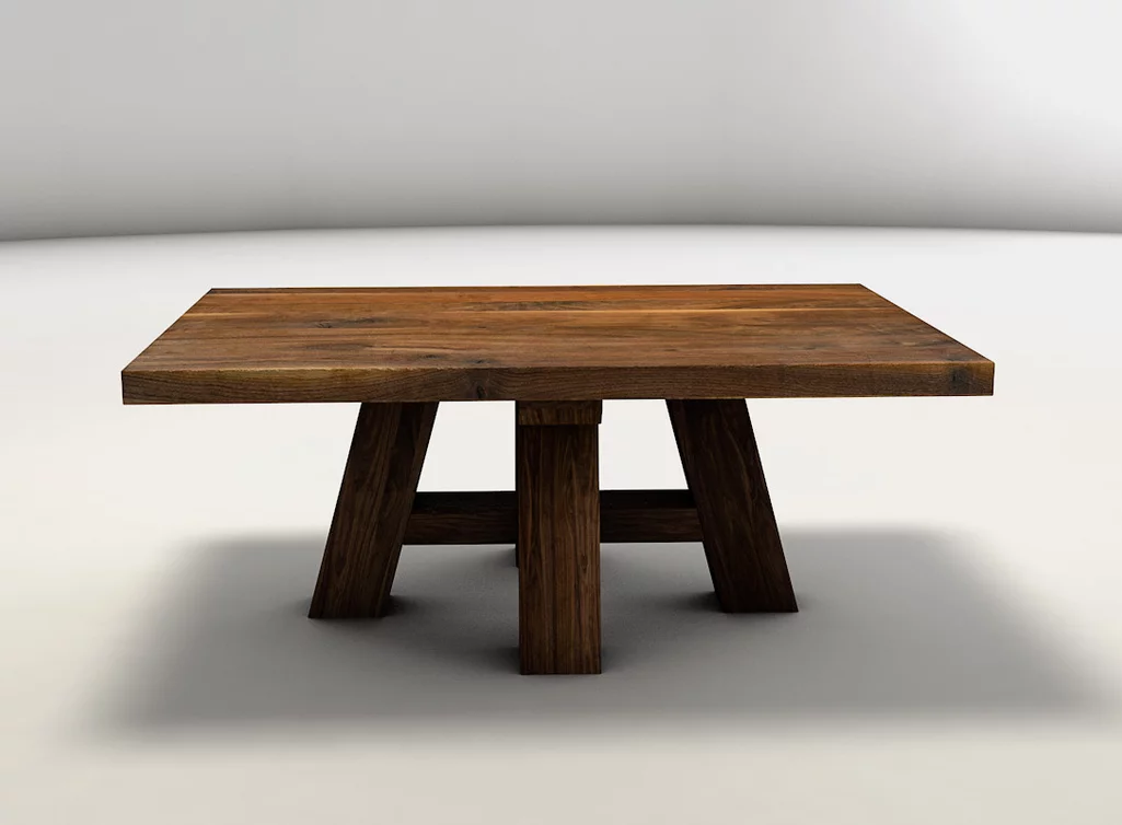 Echter Massivholz Couchtisch aus Nussbaum in verschiedenen Oberflächen verfügbar