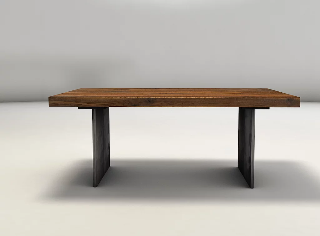 Nussbaum Wohnzimmertisch mit Stahl Wangen nach Deinen Maßen gefertigt