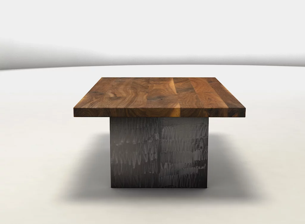Massiver Nussbaum Stahl Couchtisch auf Maß FDX26-C