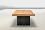 Stahlwangen Wohnzimmertisch mit Echtholz Buche Tischplatte