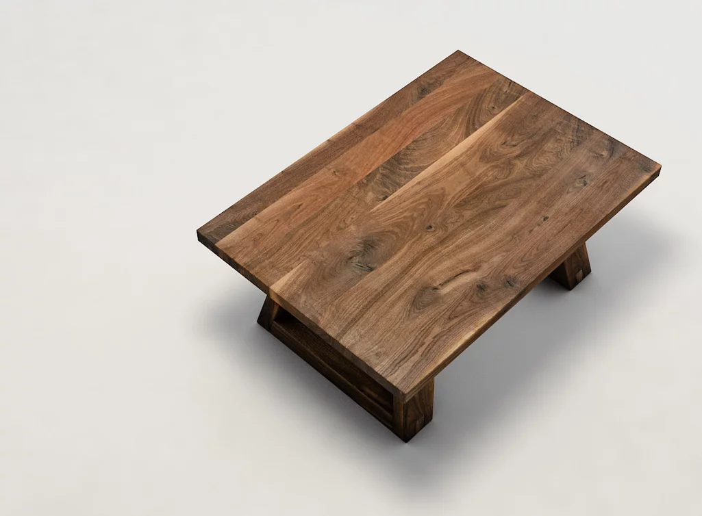 Nussbaum Couch-Holztisch mit Tischplatte aus ast- und splintreichem Echtholz - LH499-C Nussbaum Couch-Holztisch mit Tischplatte aus ast- und splintreichem Echtholz - LH499-C