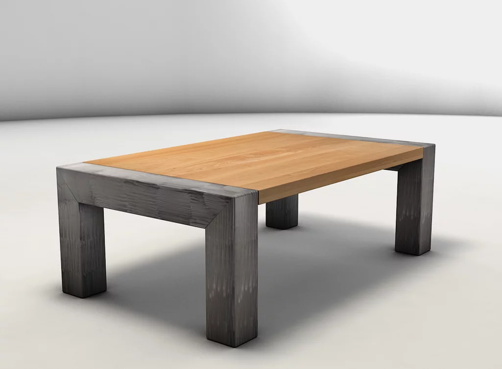 Echtholz Buche Couchtisch mit Beinen aus Stahl - DAL401-C