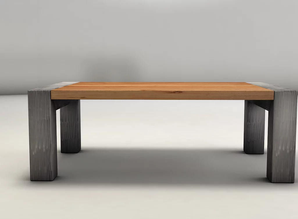 Wohnzimmertisch mit Beine aus Metall und einer Kernbuchenholz Tischplatte