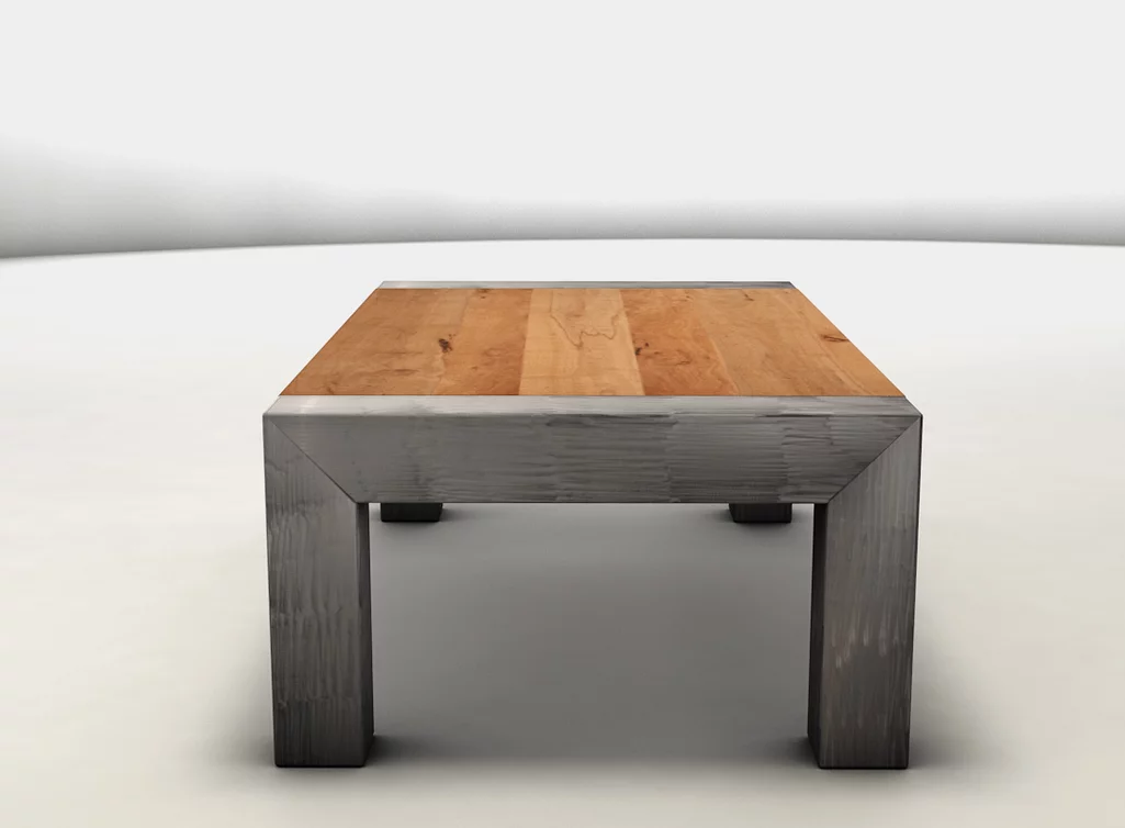 Moderner Couchtisch nach Maß aus Kernbuche und Stahl