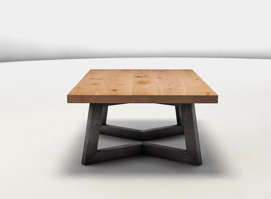 Buche Couchtisch mit Gestell aus Metall in Kufenform