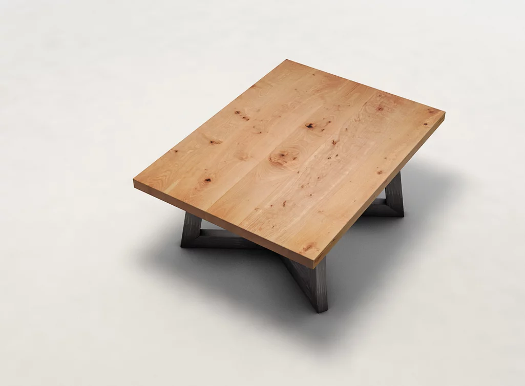 Couchtisch aus Buche modern mit charaktervollem Astanteil gefertigt JST035-C