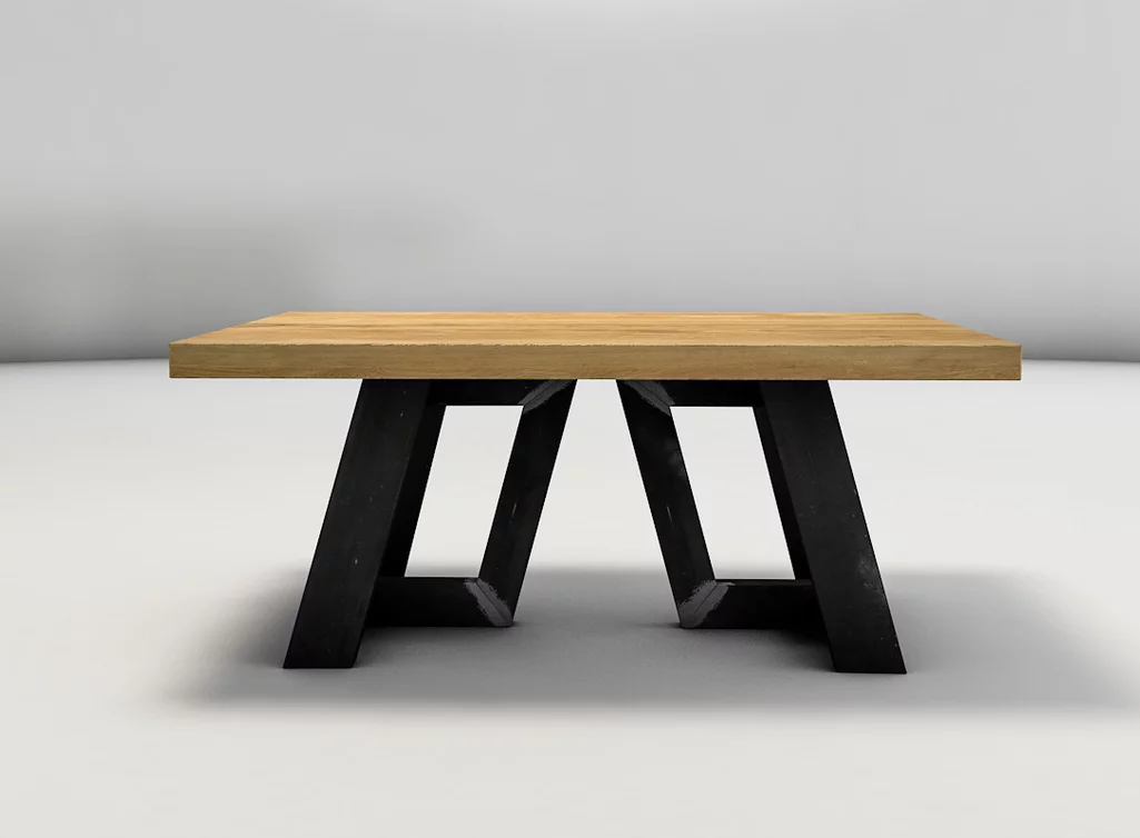 Moderner Couchtisch aus Holz der europäischen Eiche und Stahl