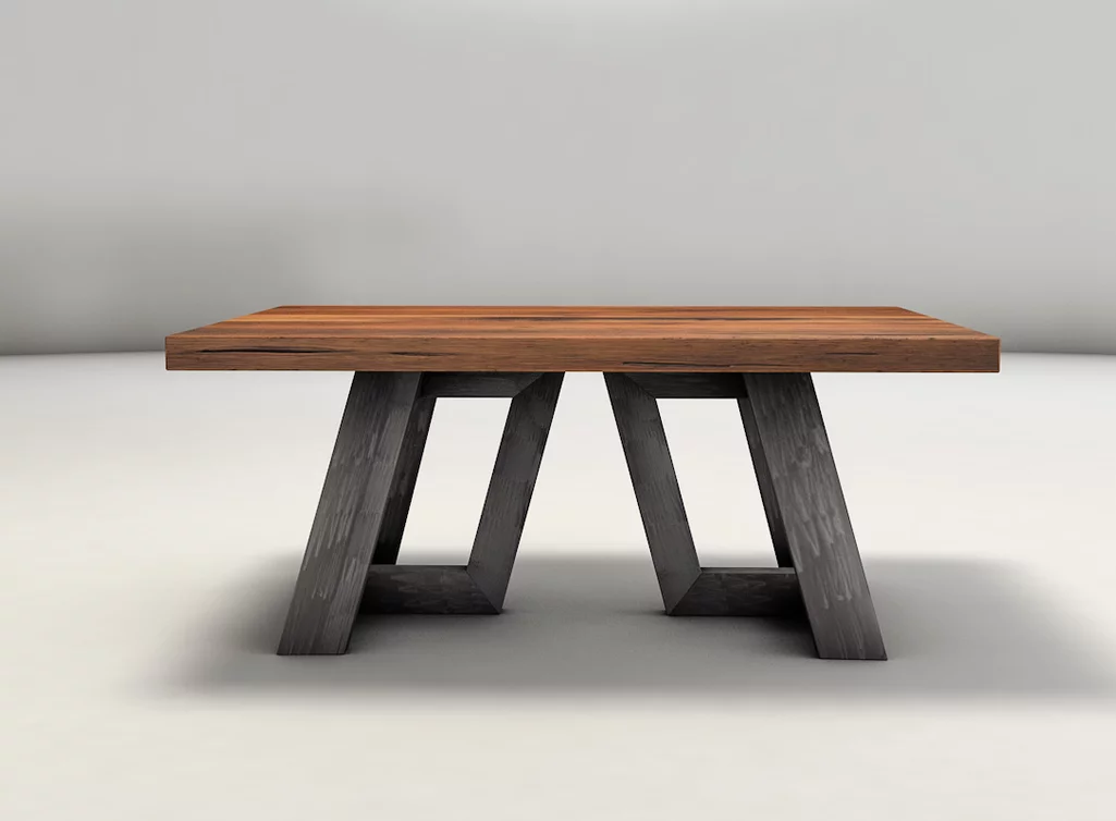 Couchtisch aus Holz und Metall - Alteiche trifft auf Vierkantrohr-Stahl - Modell IBK1800-C