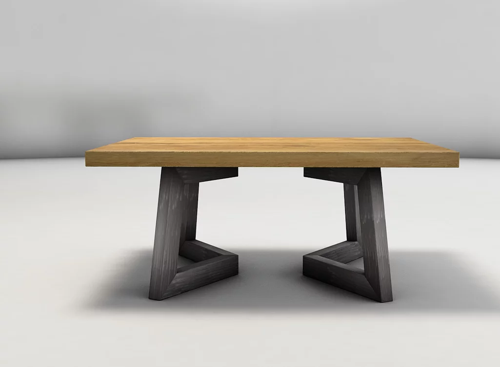 Eiche Couchtisch nach Maß mit modernen Metallkufen JST035-C