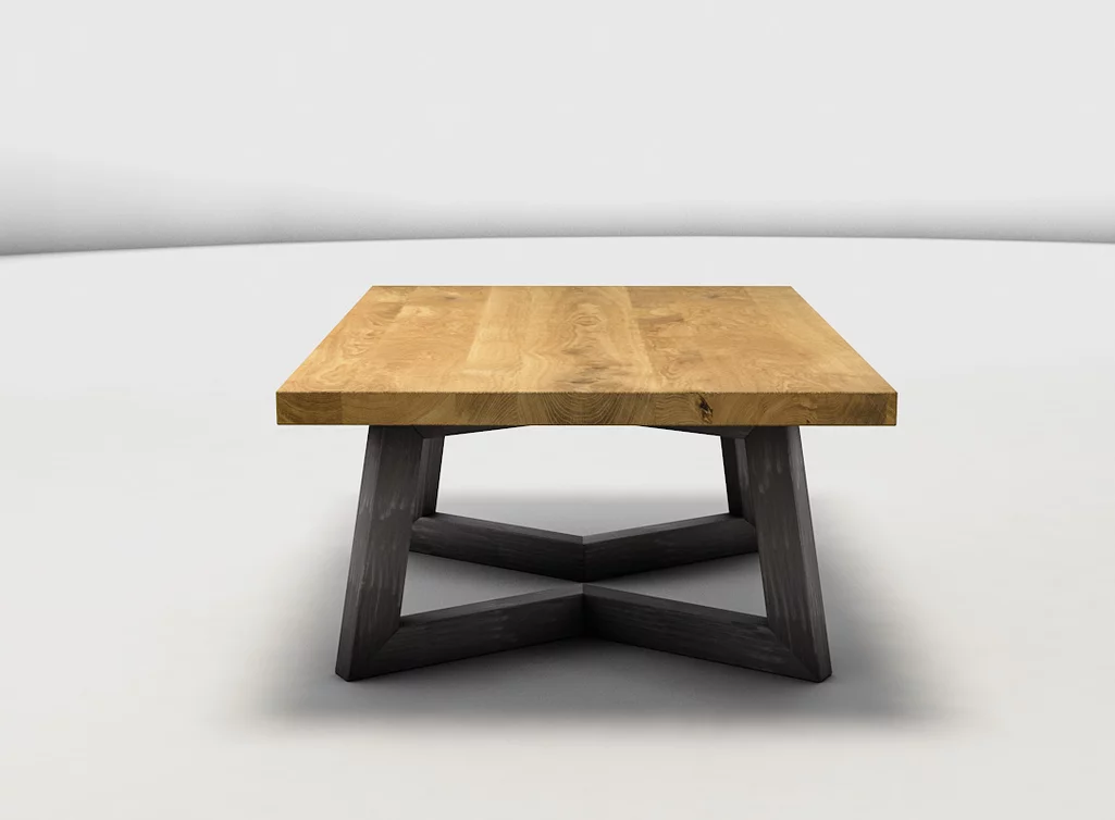 Echtholztisch für dein Wohnzimmer mit einem modernen Kufengestell aus Stahl