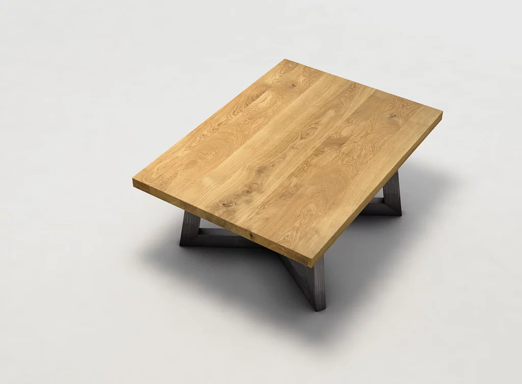 Kufen-Couchtisch mit Echtholz Tischplatte aus astreichem Eichenholz JST035-C