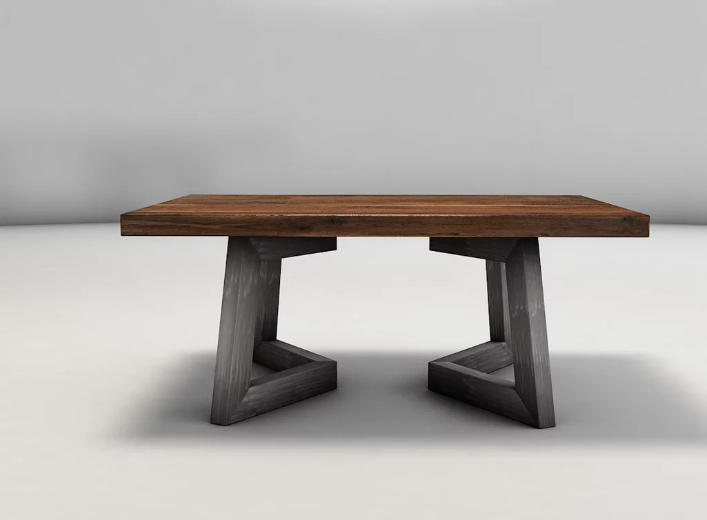 Couchtisch aus Nussbaum modern mit Kufen aus Metall nach Maß