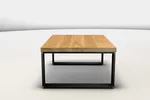 Wohnzimmertisch edel aus Eichenholz Tischplatte und Stahlgestell kombiniert