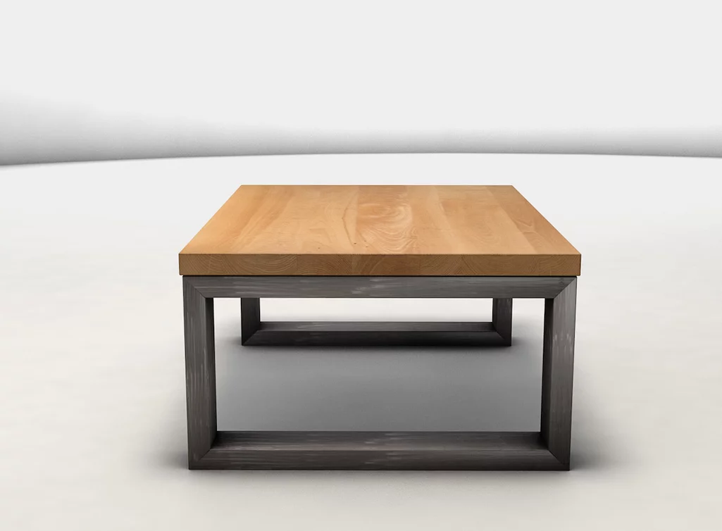 Couchtisch nach Maß aus Buchenholz massiv mit Stahlgestell KLM3631-C
