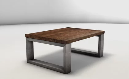 Couchtisch mit Holzplatte aus Nussbaum und Stahluntergestell nach Maß - KLM3631-C Couchtisch mit Holzplatte aus Nussbaum und Stahluntergestell nach Maß - KLM3631-C