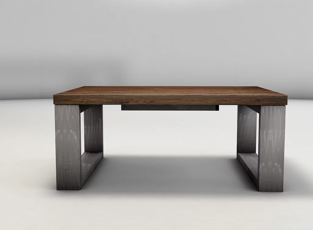 Couchtisch amerikanischer Nussbaum - Stahl Untergestell selbsttragend und demontierbar