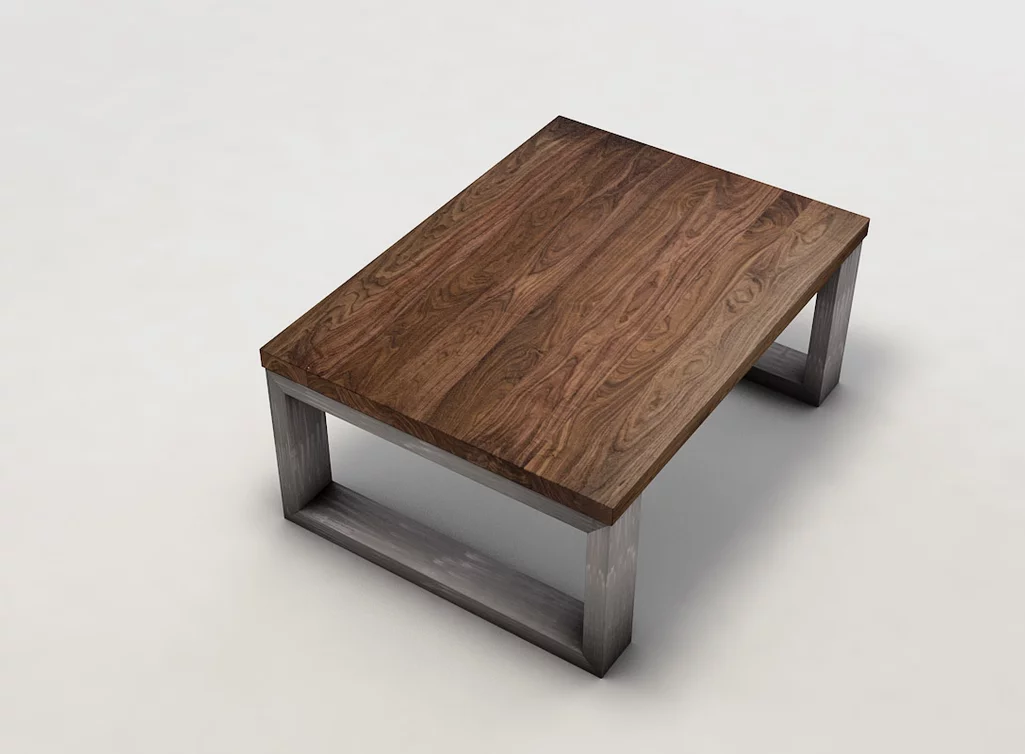 Couchtisch mit Holzplatte aus Nussbaum massiv weitgehend astfrei KLM3631-C