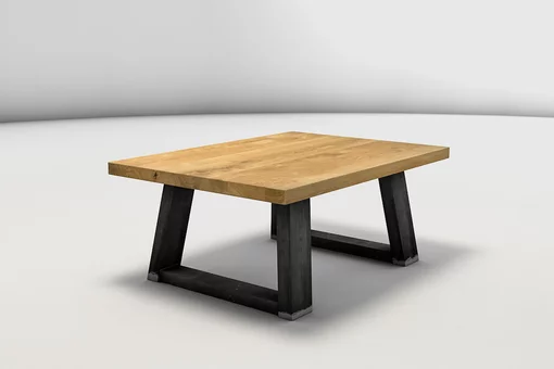 Stahlkufen Wohnzimmertisch mit Holzplatte aus massiver Eiche - LH324-C Stahlkufen Wohnzimmertisch mit Holzplatte aus massiver Eiche - LH324-C