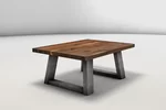 Echtholz Wohnzimmer Tisch aus Nussbaum mit schrägen Metallkufen - LH324-C