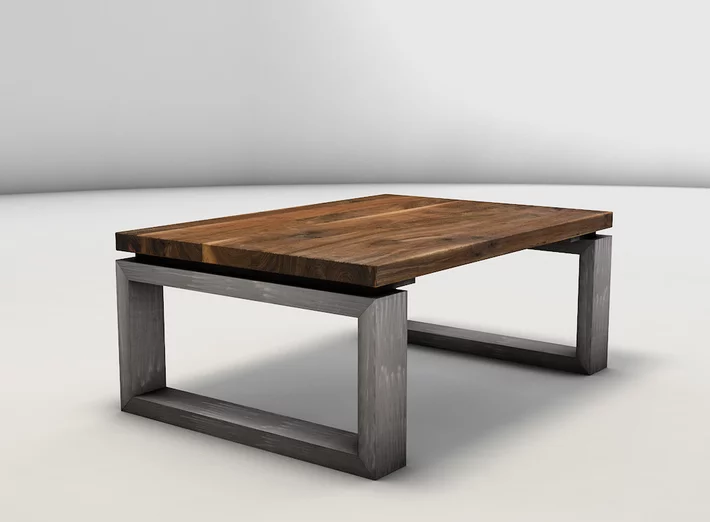 Stahlkufen Couchtisch mit Holz Nussbaum Tischplatte - LH837-C