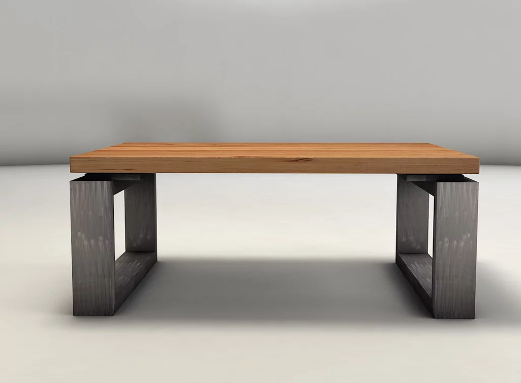 Stahlkufen Kernbuche-Couchtisch mit Schattenfuge gefertigt nach Maß