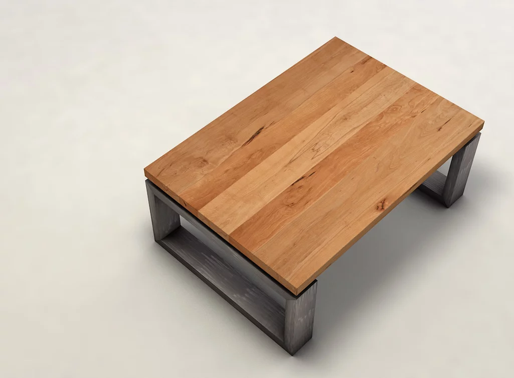 Couchtisch aus Metall und Holz der Kernbuche in einer astreichen Qualität - LH837-C