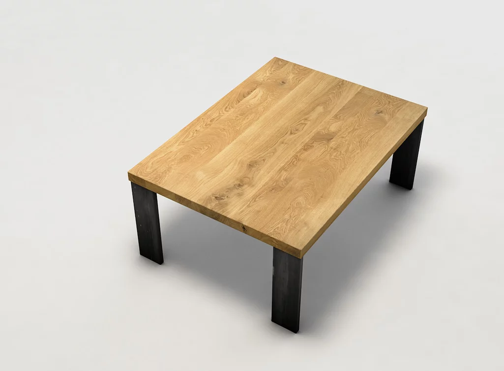 Couchtisch nach Maß mit Eiche Tischplatte aus Ast- und Splintholz gefertigt Couchtisch nach Maß mit Eiche Tischplatte aus Ast- und Splintholz gefertigt